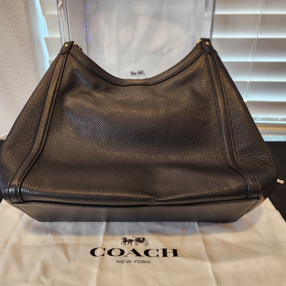 Coach Black Pebbled Leather Shoulder Bag - Picture 2 of 3